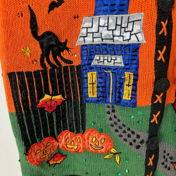 Vintage Basic Editions Halloween Sweater Vest Beaded Size XL Women's - Picture 5 of 10